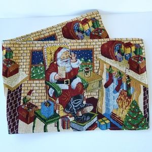 Christmas Santa Tapestry 72" Table Runner PRISTINE